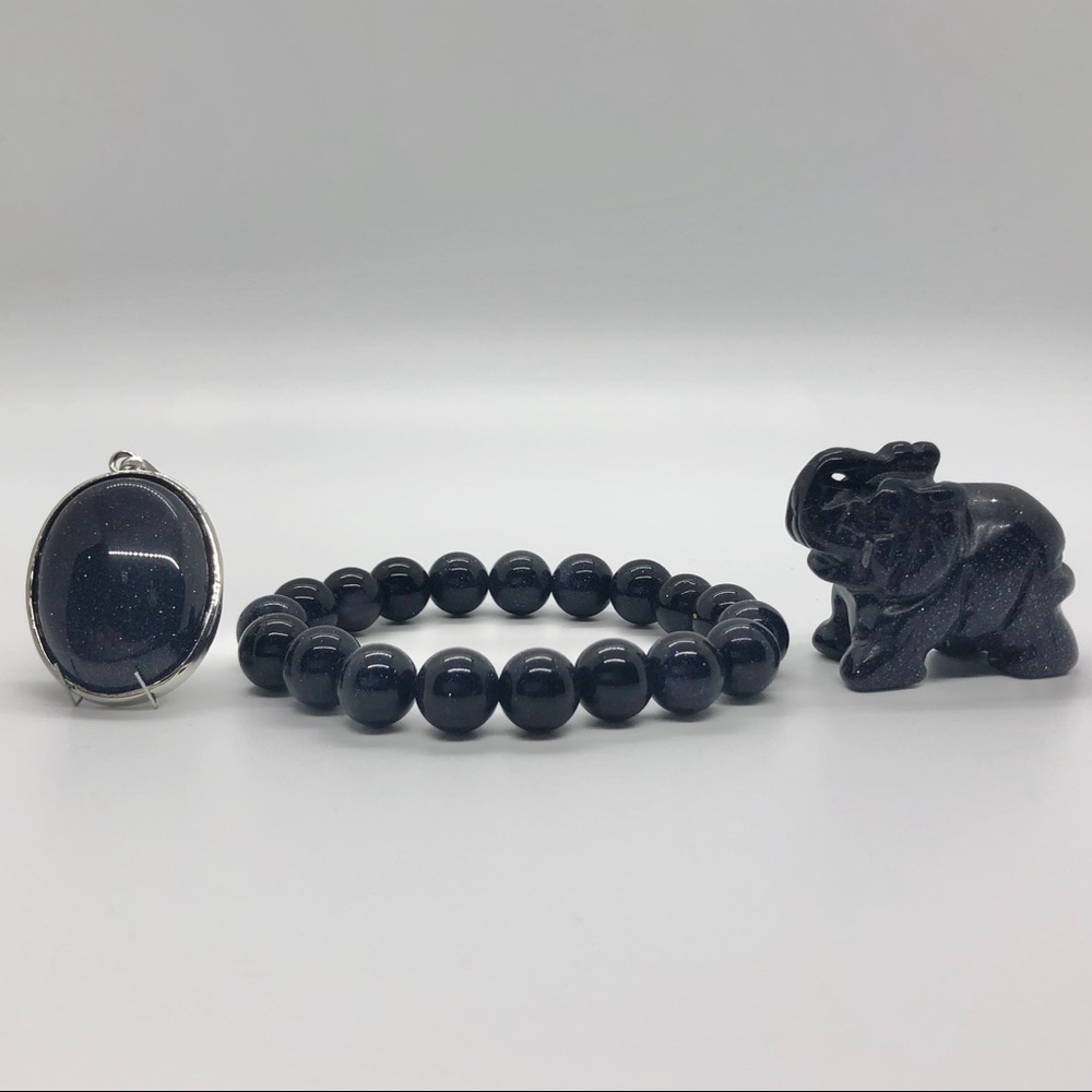 *BUNDLE* Blue Sandstone Necklace/Bracelet/Figurine